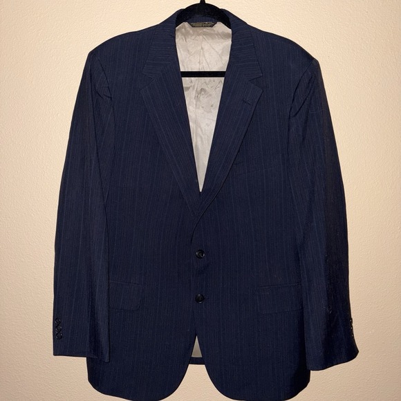 Johnny Carson Other - VTG Johnny Carson Blue/ Navy Small Striped Blazer 44R  2 Button 1 Vent